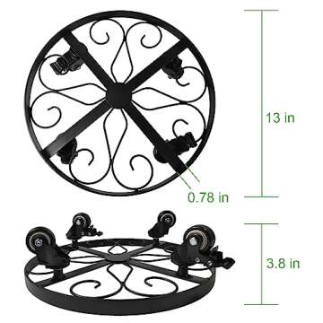 magarz Plant Stand 13" Heavy Duty Plant Pot Caddy Metal Plant Dolly with Wheels for Outdoor or Indoor