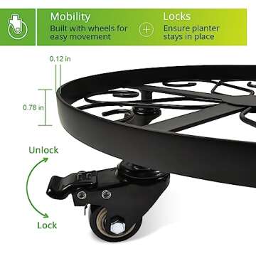 magarz Plant Stand 13" Heavy Duty Plant Pot Caddy Metal Plant Dolly with Wheels for Outdoor or Indoor