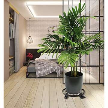 magarz Plant Stand 13" Heavy Duty Plant Pot Caddy Metal Plant Dolly with Wheels for Outdoor or Indoor