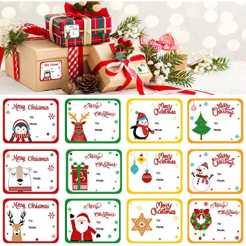 LOKIPA Christmas Self Adhesive Gift Tag Stickers - 120 Adorable Labels for Gifts