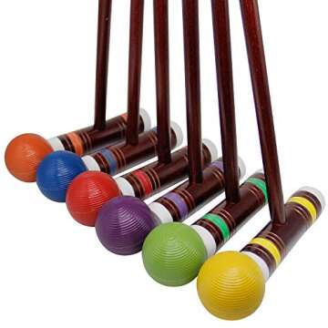 Juegoal Six Player Deluxe Croquet Set with Wooden Mallets, Colored Balls, Sturdy Bag for Adults &Kids, Perfect for Lawn, Backyard and Park, 28 Inch