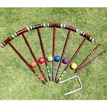 Juegoal Six Player Deluxe Croquet Set with Wooden Mallets, Colored Balls, Sturdy Bag for Adults &Kids, Perfect for Lawn, Backyard and Park, 28 Inch