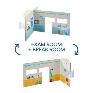 HABA Little Friends Veterinary Clinic Play Set - 4 Detailed Rooms with 1 Vet Figure, Kitten, Kennels and Accessories