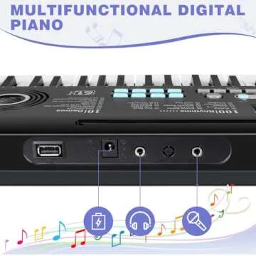 61 Key Piano Keyboard - Portable Digital Piano for Beginners