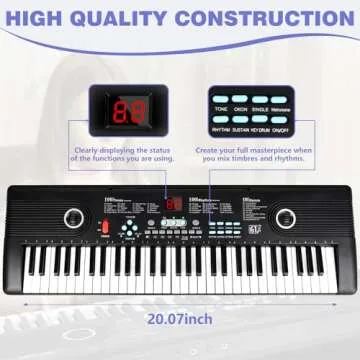 61 Key Piano Keyboard - Portable Digital Piano for Beginners