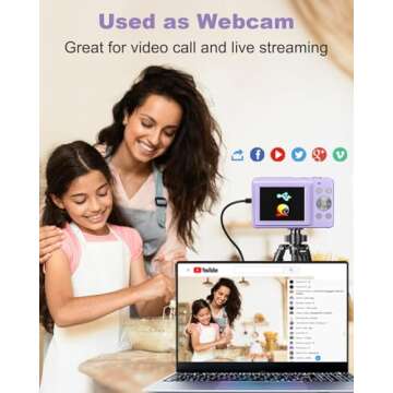 Digital Camera Small Camera for Photography Digital Point and Shoot Cameras with FHD 1080P, 32GB Card, 16X Zoom Anti Shake Kids Camera, Purple