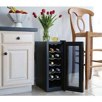 Ivation 12 Bottle Red And White Wine Thermoelectric Wine Cooler/Chiller Counter Top Wine Cellar with...