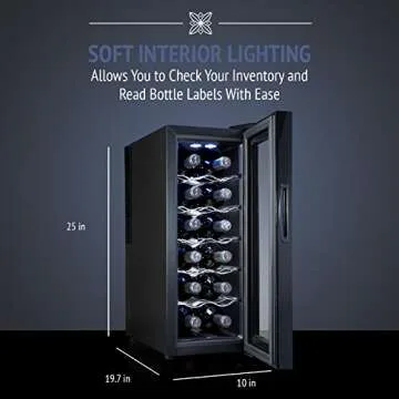 Ivation 12 Bottle Thermoelectric Wine Cooler: Quiet & Compact
