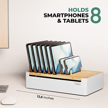 Bamboo Charging Station for Multiple Devices Organizer