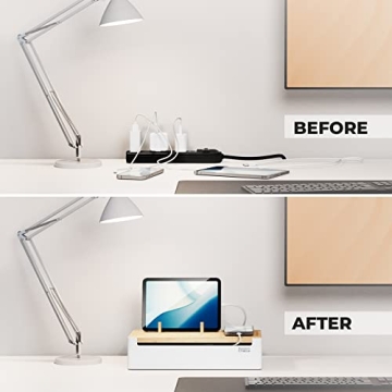 Bamboo Charging Station for Multiple Devices Organizer