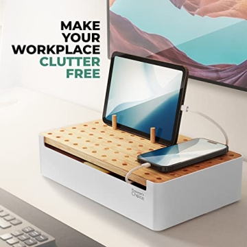 Bamboo Charging Station for Multiple Devices Organizer