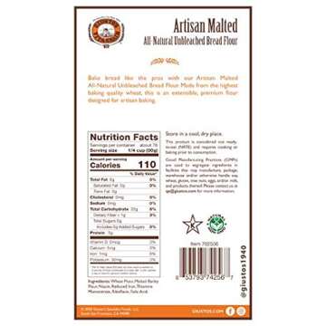 Giusto's Vita-Grain All-Natural Artisan Malted Unbleached Bread Flour, 5lb Bag