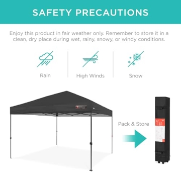 Best Choice Products 10x10ft 1-Person Setup Pop Up Canopy Tent Instant Portable Shelter w/ 1-Button Push, Case, 4 Weight Bags - Gray