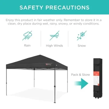 Best Choice Products 10x10ft 1-Person Setup Pop Up Canopy Tent Instant Portable Shelter w/ 1-Button Push, Case, 4 Weight Bags - Gray
