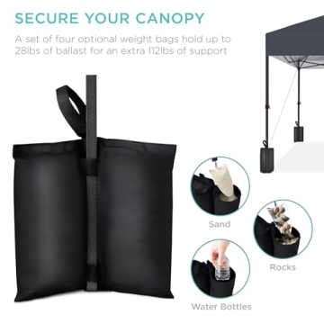Best Choice Products 10x10ft 1-Person Setup Pop Up Canopy Tent Instant Portable Shelter w/ 1-Button Push, Case, 4 Weight Bags - Gray