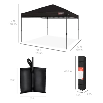 Best Choice Products 10x10ft 1-Person Setup Pop Up Canopy Tent Instant Portable Shelter w/ 1-Button Push, Case, 4 Weight Bags - Gray