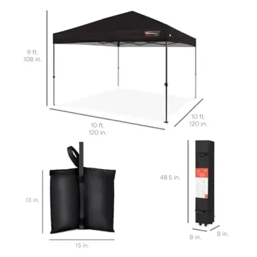 Best Choice Products 10x10ft 1-Person Setup Pop Up Canopy Tent Instant Portable Shelter w/ 1-Button Push, Case, 4 Weight Bags - Gray