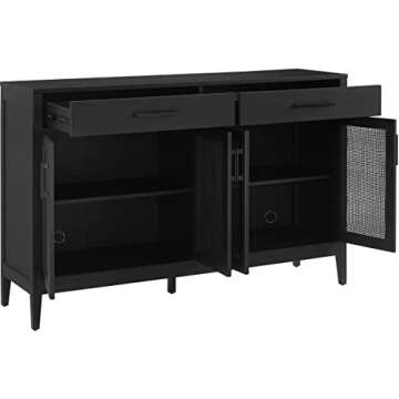 Crosley Milo Modern Sideboard Buffet Cabinet in Black