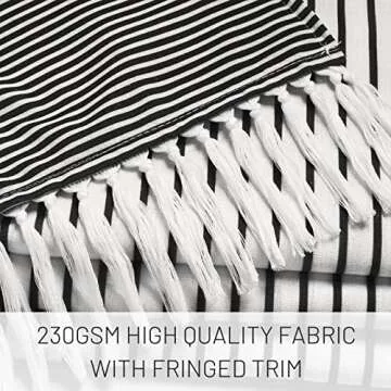 Awellife Black and White Shower Curtain for Bathroom Stripe Tassel Shower Curtain 72 X 72 Inches Farmhouse Linen