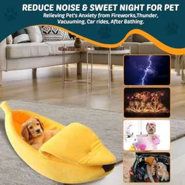 longjunjunfashion Banana Pet Bed Cute Funny Banana Bed Extra Large Size for Dogs, Christmas Pet Bed Lovely Pet Supplies for Dogs Puppies