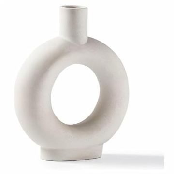 INGLENIX Grey White Ceramic Vase Nordic Minimalism Decor