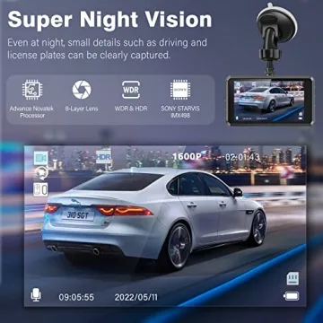 Miden S7 2.5K Dash Cam Front and Rear,64G SD Card,1600P+1080P FHD Dual Dash Camera for Cars,176°+160° Wide Angle,3.2'' IPS Screen Dashcam,G-Sensor,Loop Recording,WDR,Night Vision,24H Parking Monitor