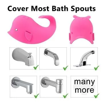 Bath Spout Cover, Faucet Cover Baby Bathroom Tub Faucet Cover Protector for Kids, Bathtub Spout Cover for Baby Kids Toddlers Protection Accessories Baby Safety Universal Bath Silicone Toys Whale Pink