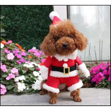NACOCO Pet Christmas Costumes Dog Suit with Cap Santa Claus Suit Dog Hoodies Cat Xmas Costumes (Red,...