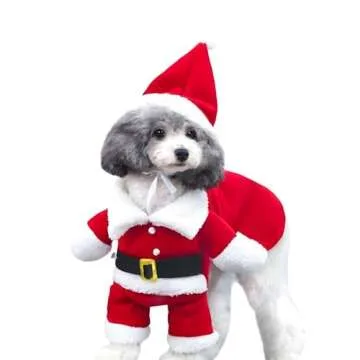 NACOCO Pet Christmas Costumes Dog Suit with Cap Santa Claus Suit Dog Hoodies Cat Xmas Costumes (Red, M)