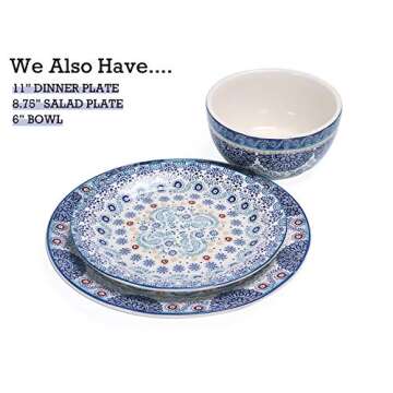 Bico Blue Talavera Salad Plates Set of 4, Ceramic, 8.75 inch, Microwave & Dishwasher Safe