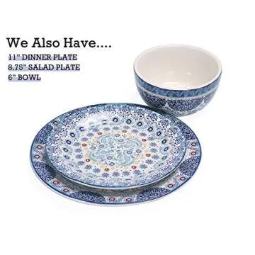 Bico Blue Talavera Salad Plates Set of 4, Ceramic, 8.75 inch, Microwave & Dishwasher Safe