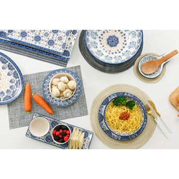 Bico Blue Talavera Salad Plates Set of 4, Ceramic, 8.75 inch, Microwave & Dishwasher Safe