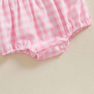Bonangber Baby Girl Golf Outfit Plaid Print Short Sleeve Romper Smocked Bodysuit Cute Newborn Baby Girl Summer Clothes(D-Pink Golf,6-12 Months)