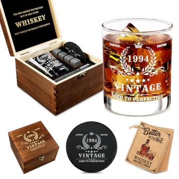 Pagather 30th Birthday Gifts for Men - Vintage 1994 Whiskey Glass Set