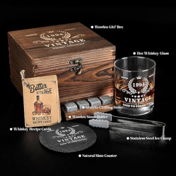 Vintage 1994 Whiskey Glass Set for 30th Birthday