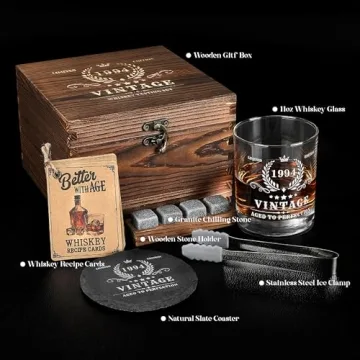 Vintage 1994 Whiskey Glass Set for 30th Birthday