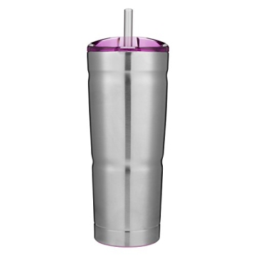 Bubba Envy S Vacuum-Insulated Stainless Steel Tumbler with Lid and Straw, 24oz Reusable Iced Coffee or Water Cup, BPA-Free Travel Tumbler, Steel/Paradise Purple