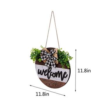 Welcome Sign for Front Door Porch,Rustic Outdoor Round Wood Hanging Welcome Sign,Christmas Decor,Housewarming Gift for Farmhouse Front Porch Decor Spring Hello Home Sweet Sign, White