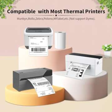 FungLam 4"X6" Thermal Shipping Labels, 4X6 Labels,White Mailing Shipping Labels, Perforated, 250 Labels,Compatible with iDPRT, JADENS and Rollo.