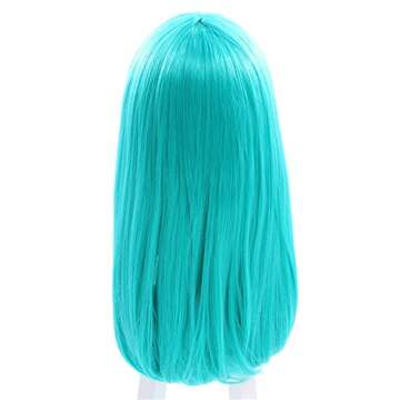 ROLECOS Womens Long Straight Party Wigs Synthetic Hair Wig Teal Green