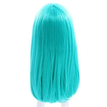 ROLECOS Womens Long Straight Party Wigs Synthetic Hair Wig Teal Green