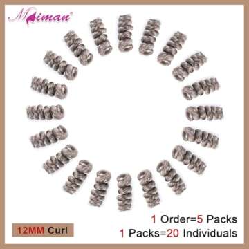 MIMAN 5 Packs 10 Inch Short Grey Crochet Hair Braids for Black Women 12MM Curly Synthetic Gray Crochet Hair Extensions for DIY Mohawk Afro Braided Wigs(Black mix Grey)
