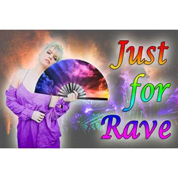 OMyTea Large Rave Folding Hand Fan for Men/Women - Chinese/Japanese Kung Fu Tai Chi Handheld Fan with Fabric Case - for Performance, Decorations, Dancing, Festival, Gift (Galaxy Nebula)