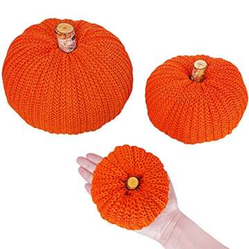 Set of 3 Decorative Crochet Fall Pumpkins for Home Decor
