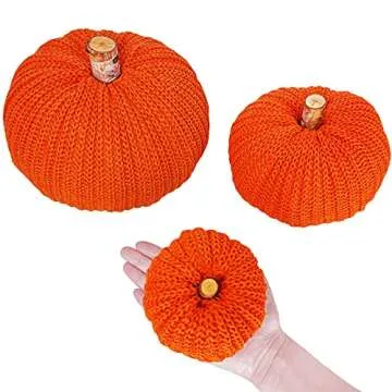 Set of 3 Decorative Crochet Fall Pumpkins for Home Decor