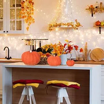 Set of 3 Decorative Crochet Fall Pumpkins for Home Decor