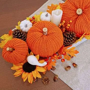 Set of 3 Decorative Crochet Fall Pumpkins for Home Decor
