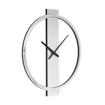 SHYFOY Wall Clock Decorative Large Clock Living Room Decor - 23" Big Clock All Mirror Glass Finish, Modern Clock for Wall Round Wall Decor for Office Bedroom Fireplace Decor