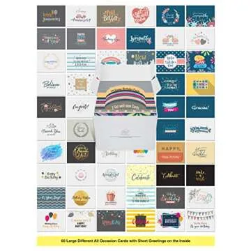 Dessie 60 Unique Large Greeting Cards Assortment with Envelopes and Seals.
