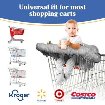 Shopping Cart Cover for Baby PILLANI, High Chair Cover for Restaurant Seat, Grocery Cart Cover for Baby Girl/Boy, Cotton Buggy Covers for Babies, Toddler Shopping Cart Cover